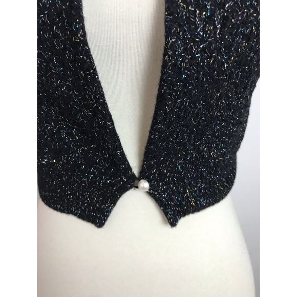 Marc Jacobs Crop Cardigan Sweater Multicolor Metallic Threads - Picture 3 of 10